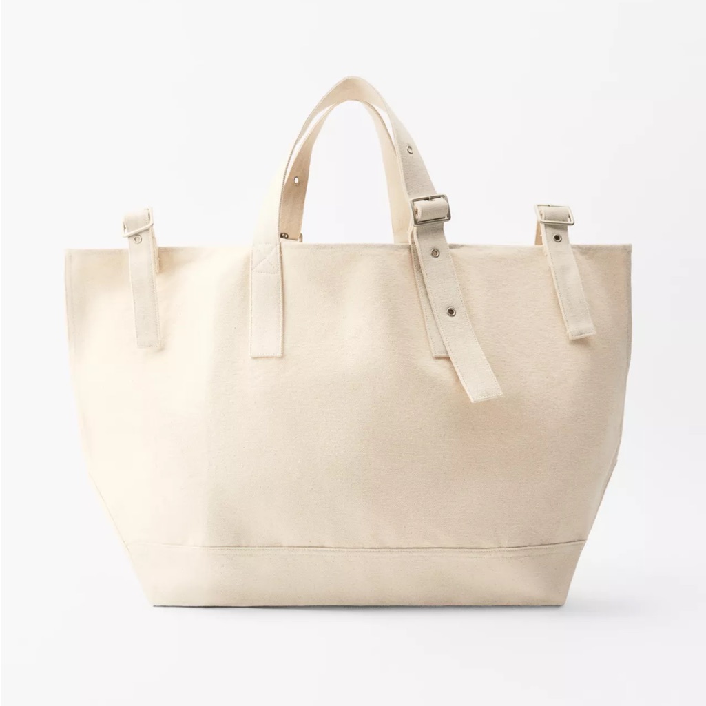 Zara Strappy Canvas Tote Bag In Cream - Minimal Everyday Carry